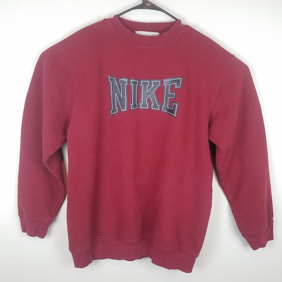 sweater, nike, vintage, maroon/burgundy, crewneck sweatshirt - Wheretoget